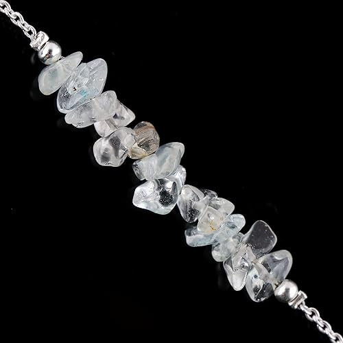 Miniatura 4 de TGH Pulsera de barra de chips naturales, cristal curativo, pulsera de cuentas crudas chapada en plata, cadena ajustable de 7 + 1 pulgada, regalo