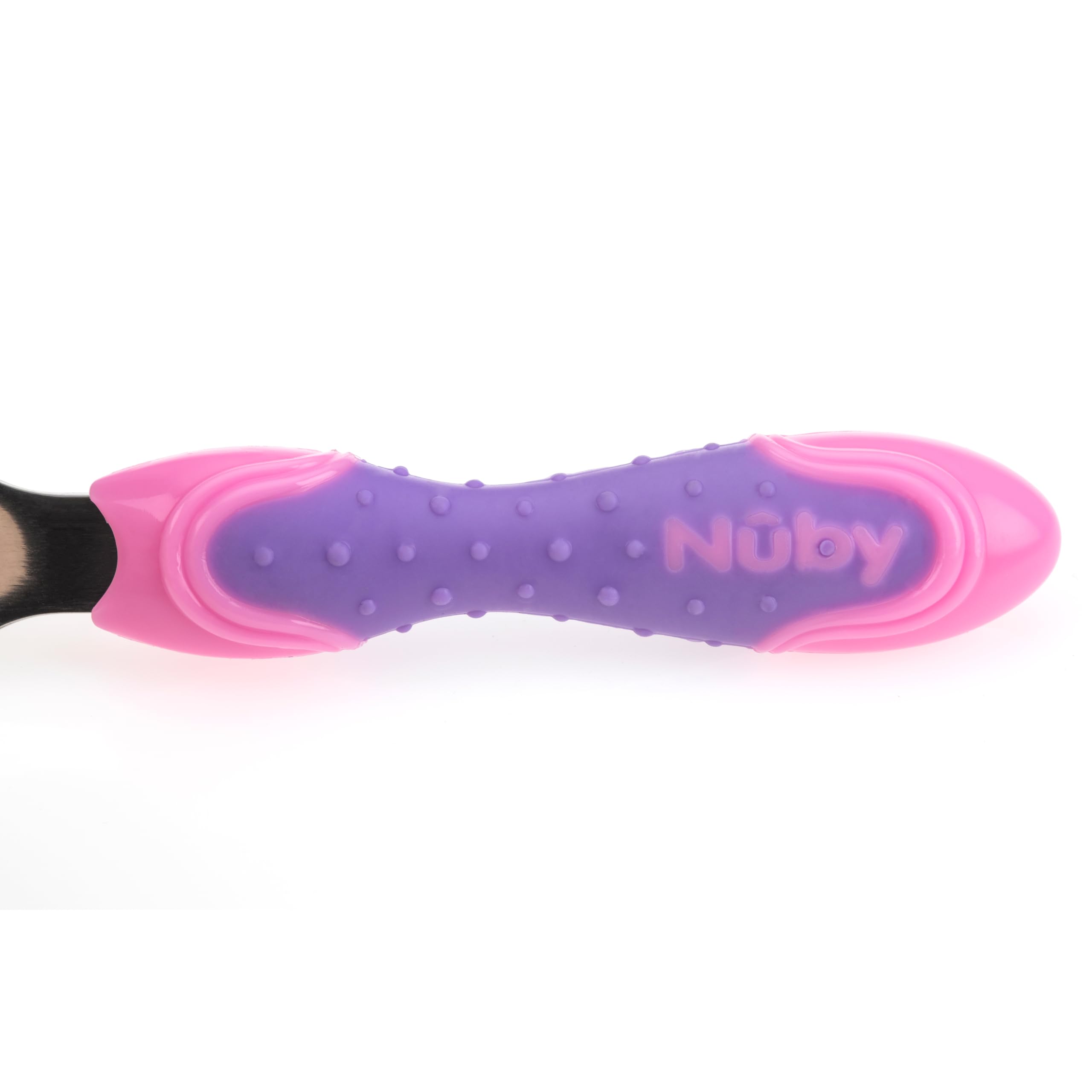 Nuby - Utensili in acciaio INOX, 2 pezzi, colore: Rosa/Viola