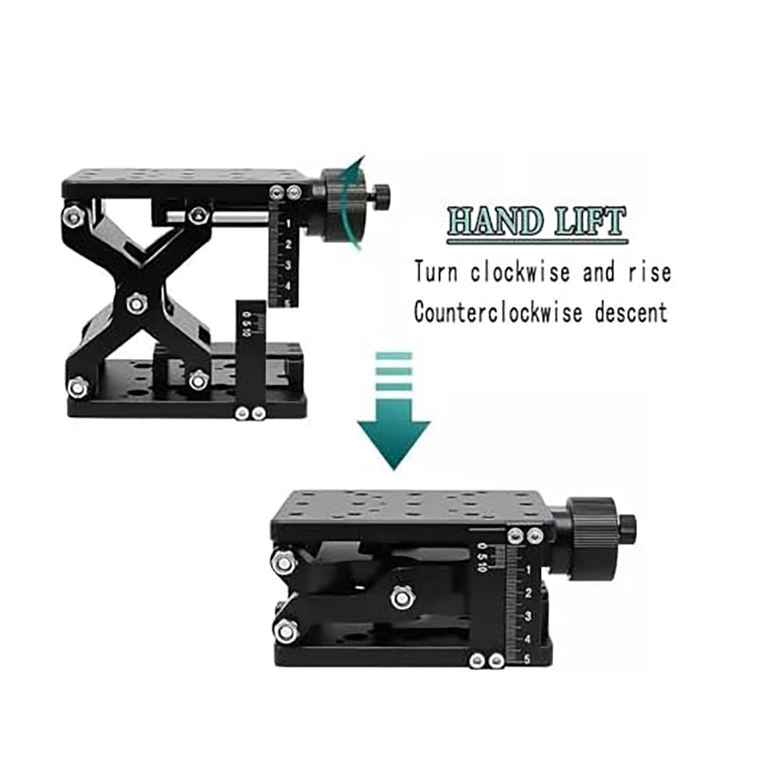 Mesa de plataforma de elevación manual Capaci de alta carga, elevación de eje Z ajustable para productos táctiles, instrumentos ópticos, accesorios, uso versátil
