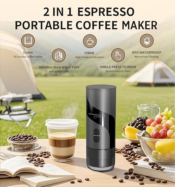 Magnavox HOME Portable Espresso Coffee Maker (Grounds or Pods) with Fast Brew Technology & Single Touch Control, Ideal for Offices or Travel by Magnavox - Image 6