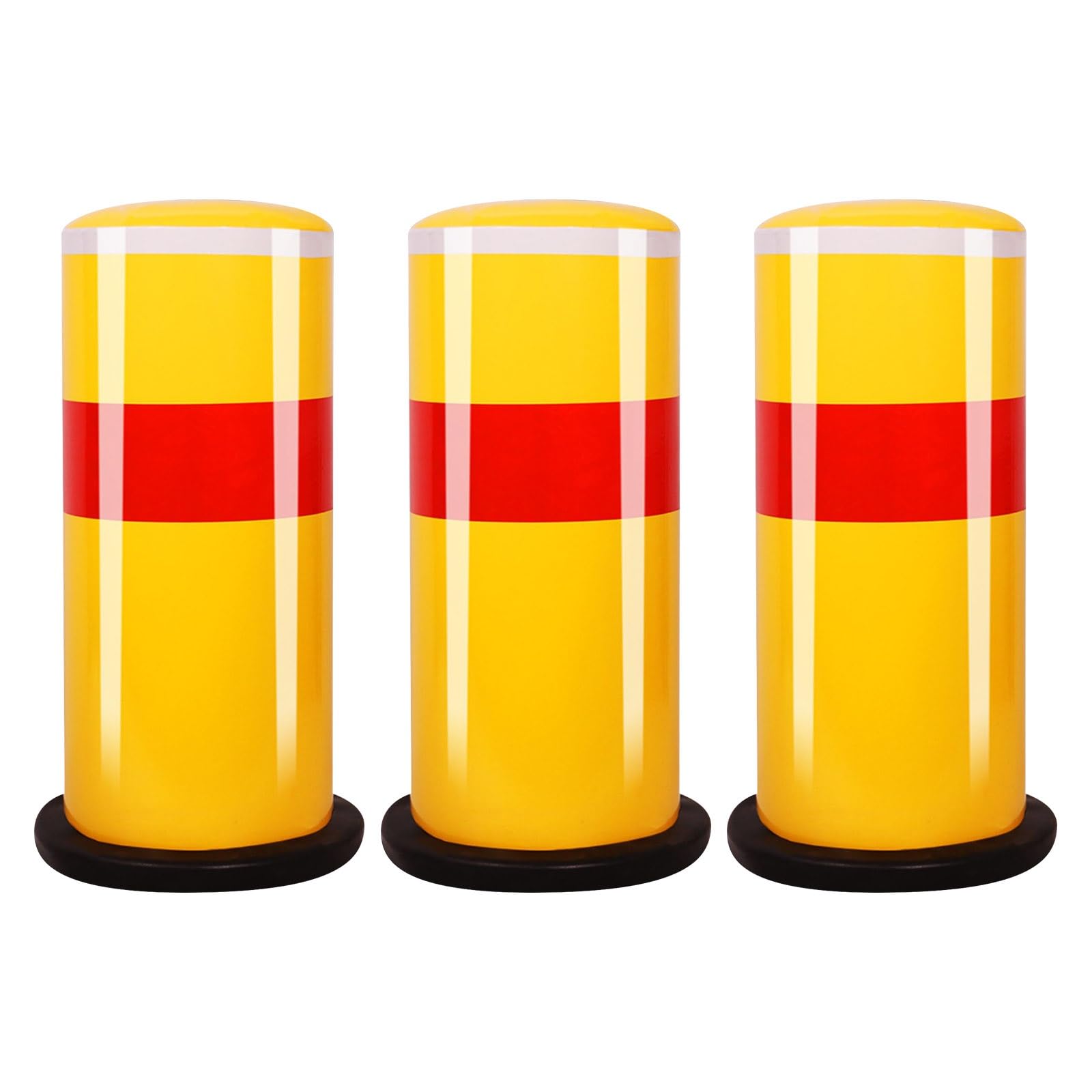 Aioneer Safety Bollard, Metal Parking Bollards, Safety Warning Column, Yellow Powder Coated Metal Traffic Bollard, Parking Barrier Security Post, For Indoor/Outdoor Use -Yellow(3pcs)