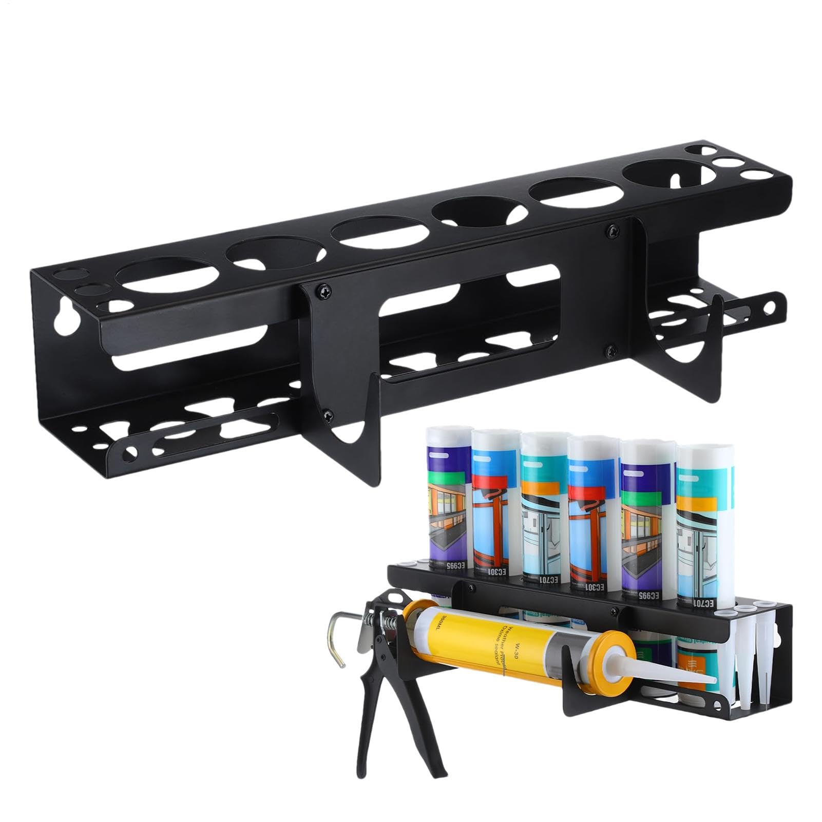 Support Mural Cartouche Silicone,Support De Tube De Calfeutrage À La Main En Acier, Support De Stockage Pour Tubes De Calfeutrage, Organisateur D'outils De Calfeutrage,tube De Rangement, Support Pisto