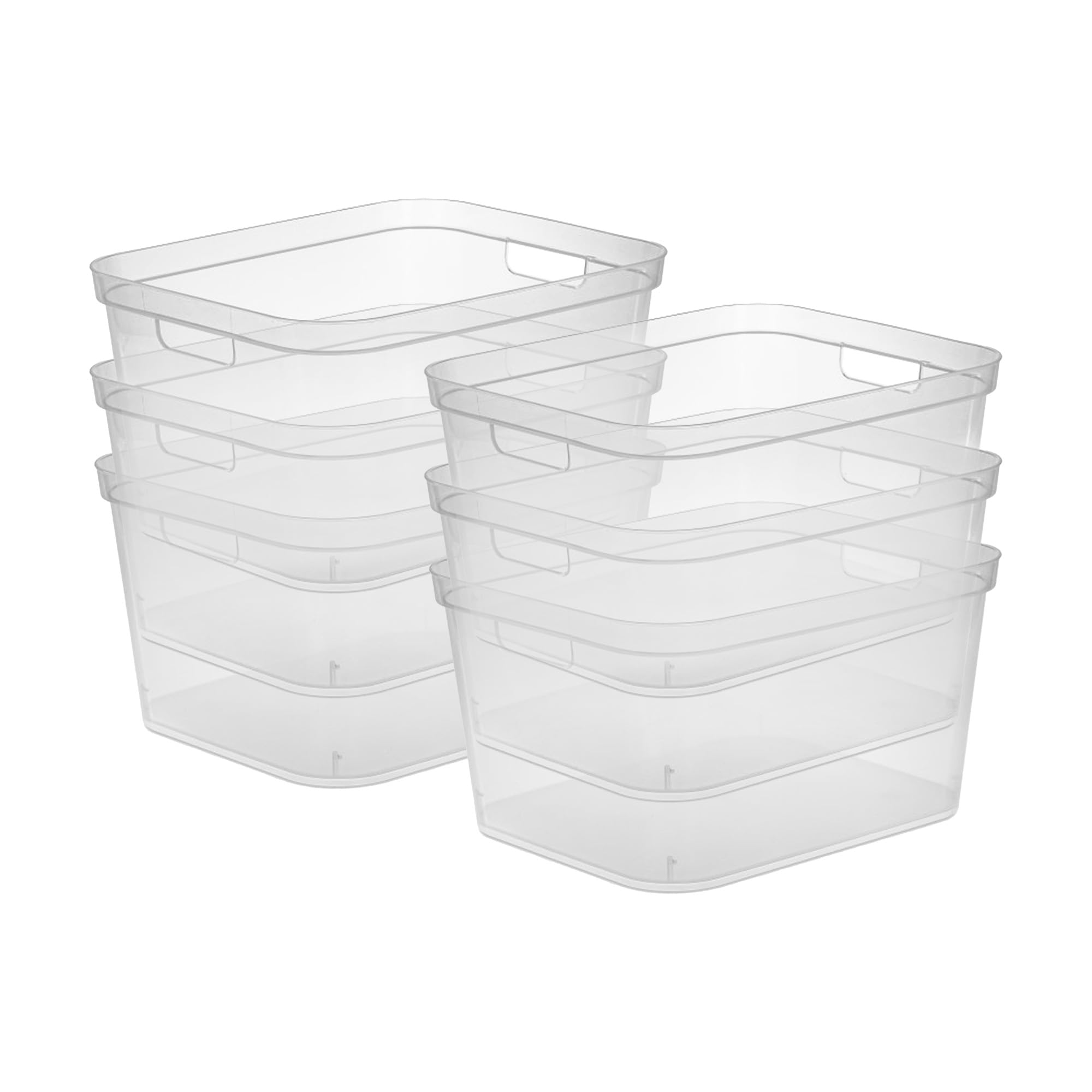Sterilite 8.25x12.25x15 Inch Modern Polished Storage Bin w/Comfortable Carry Through Handles & Banded Rim for Household Organization, Clear (6 Pack)