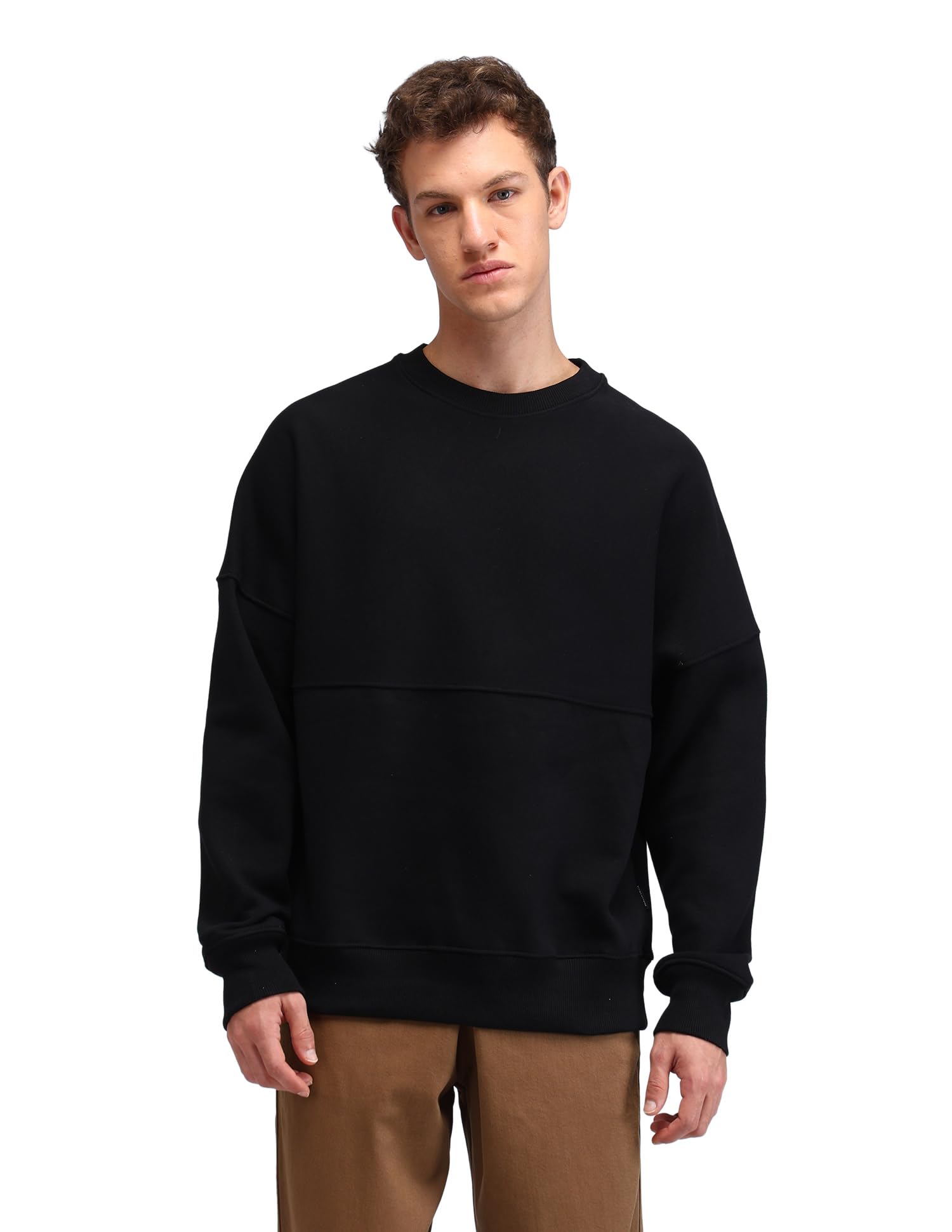 flying machine Men's Oversized Fit Sweatshirt| Solid-picture-53