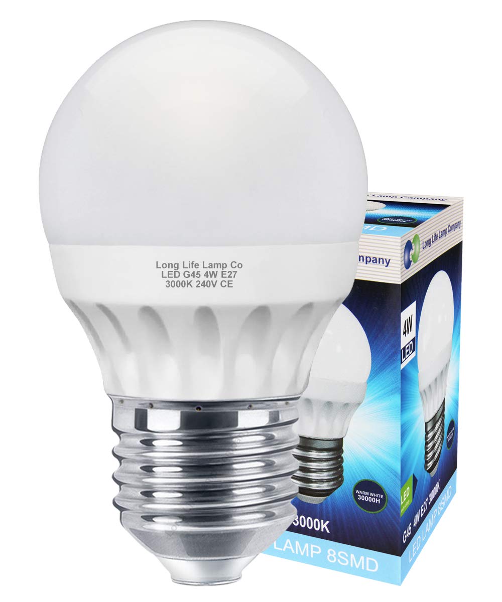 Long Life Lamp Company 4w LED Golf Ball Warm White E27 Edison Screw Cap with New Technology Frosted Cover Mini Globe Golfball 300 Lumens