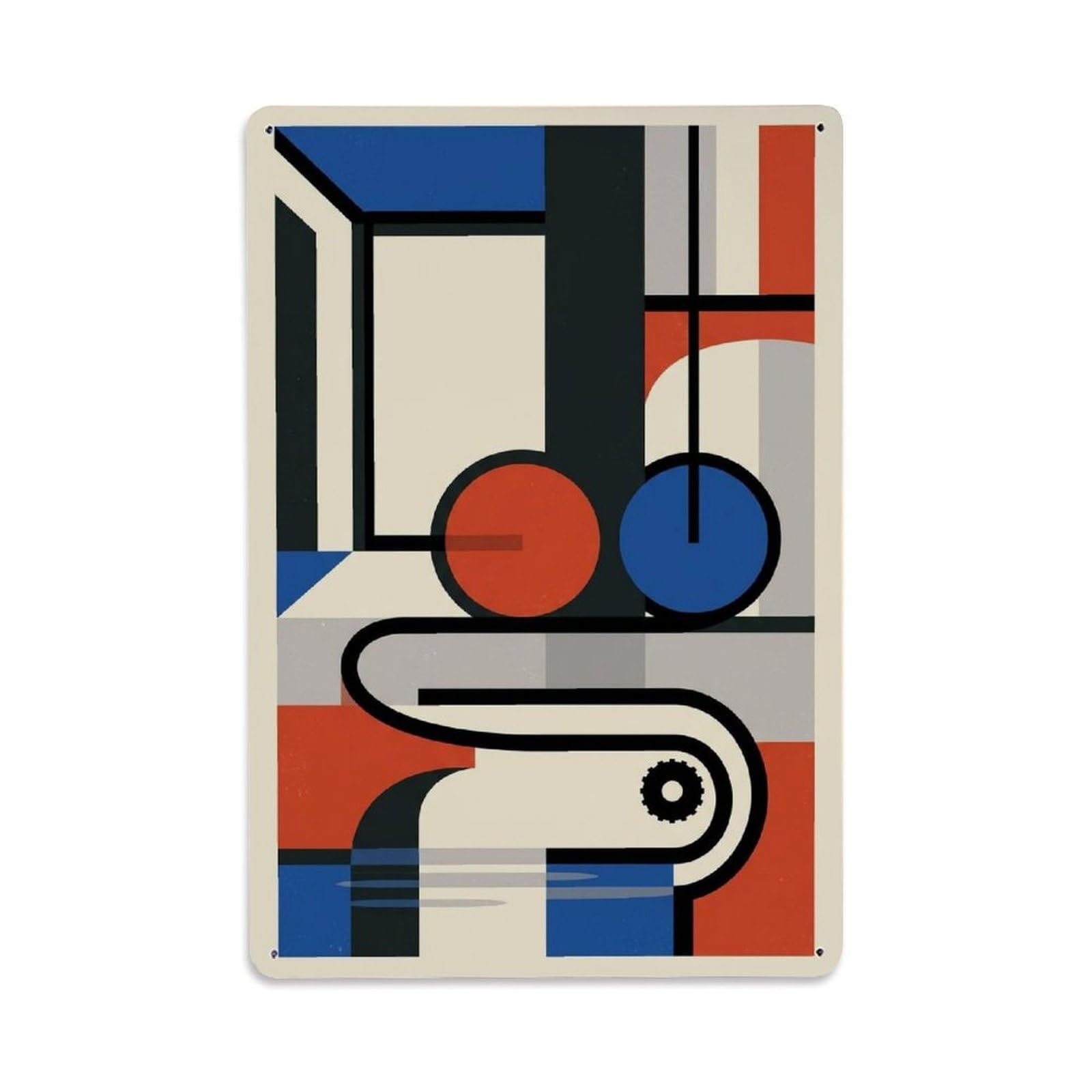 Bike Architectural Stripe Abstract Geometry Modernist Metal Tin Sign Plaque Wall Decor for Cafe, Man Cave, Club Bar, Office, Home Garden Round Metal Poster 8x12Inch
