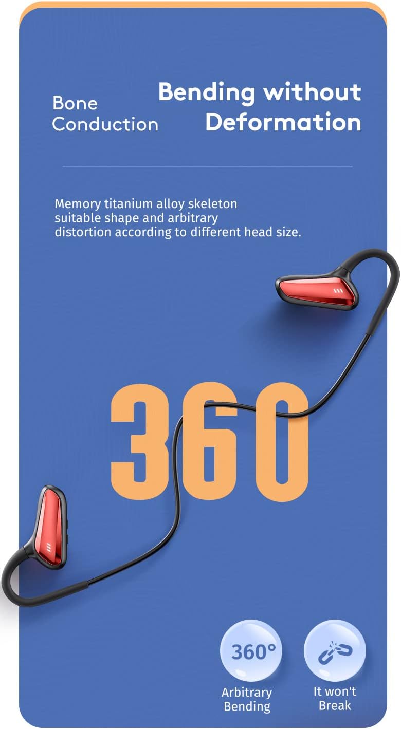 Bone Conduction Headphones Waterproof Open Ear Headphones Wireless Bluetooth 5.2 with HD Voice Call Mic,IPX5 Waterproof Sport Earphones 8H Single Use for Running,Cycling,Workout,Black