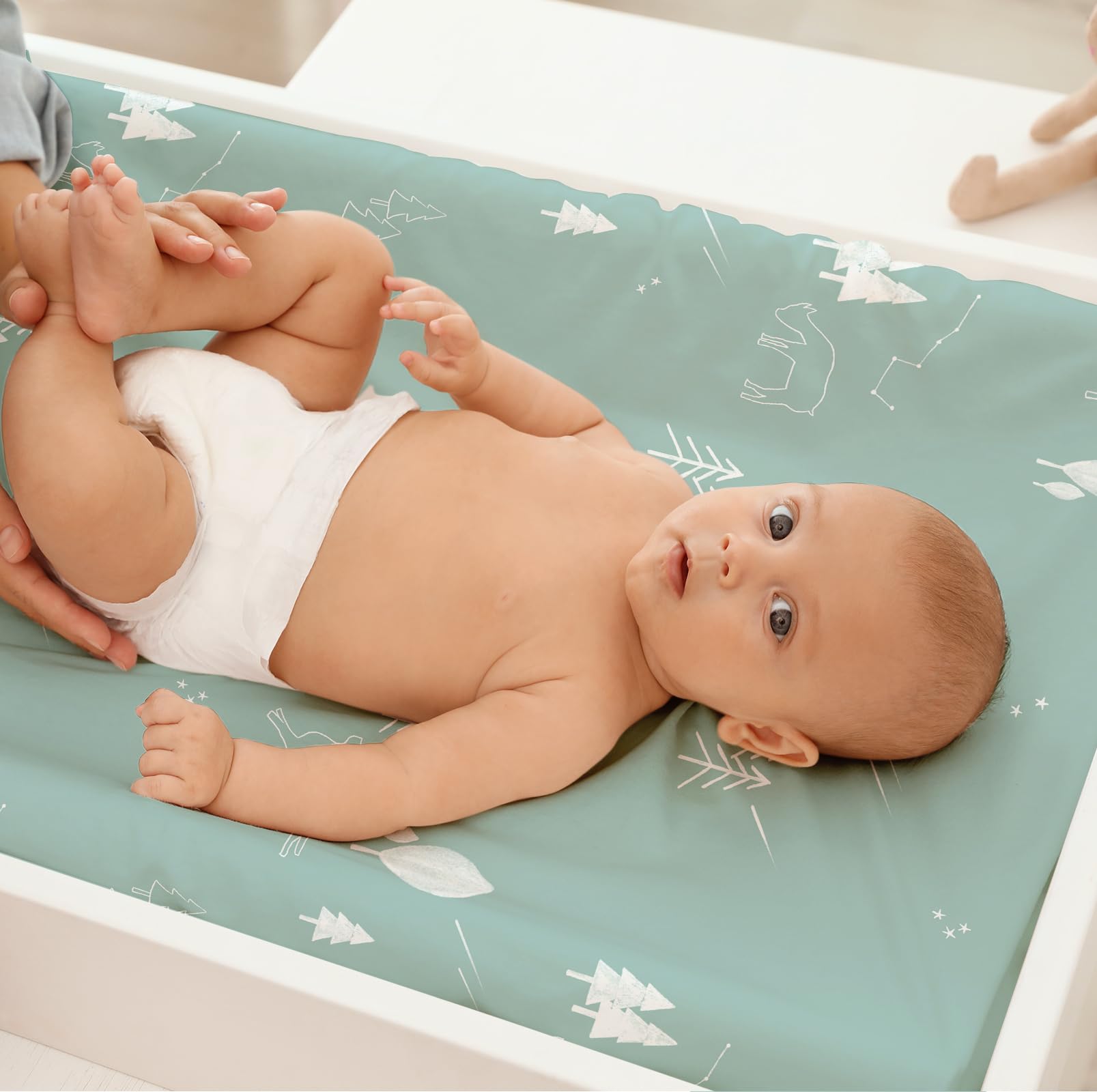 GLLQUEN BABY Set di 4 lenzuola con angoli per lettino - Coprimaterasso per box - Certificato Öko-Tex 100 - Fodera per materasso per neonato - Cervo della foresta