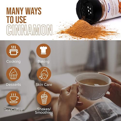 Miniatura 3 de Polvo de canela de Ceilán molido orgánico 100% puro de calidad prémium de Sri Lanka en tarro de vidrio con agitador de plástico/botella de