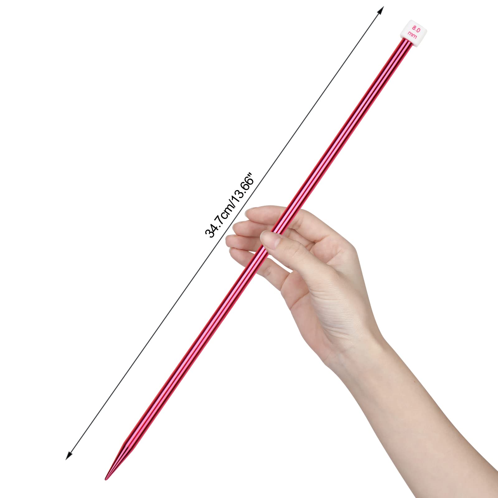 Coopay Ferri da maglia in metallo, 5 mm x 35 cm, ferri da maglia a punta singola per principianti professionisti e maglieria, leggeri per mani artritiche, aghi lunghi per maglieria