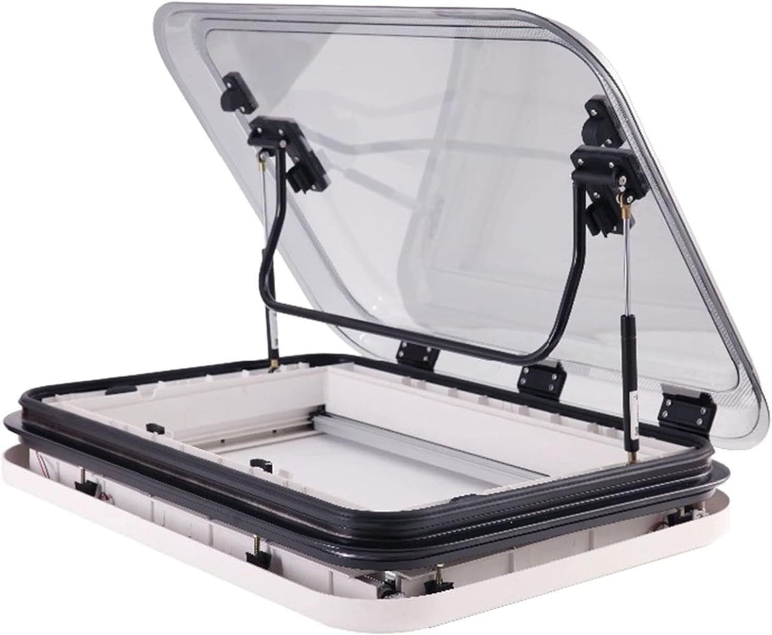 Drmoxin Motorhome Roof Ventilation,Universal Roof Hatch for Motorhome,RV Windo.ws & Skylights,Motorhome Roof Cover,Large Caravan Roof Window Ventilation Set with LED Lights 70x50cm
