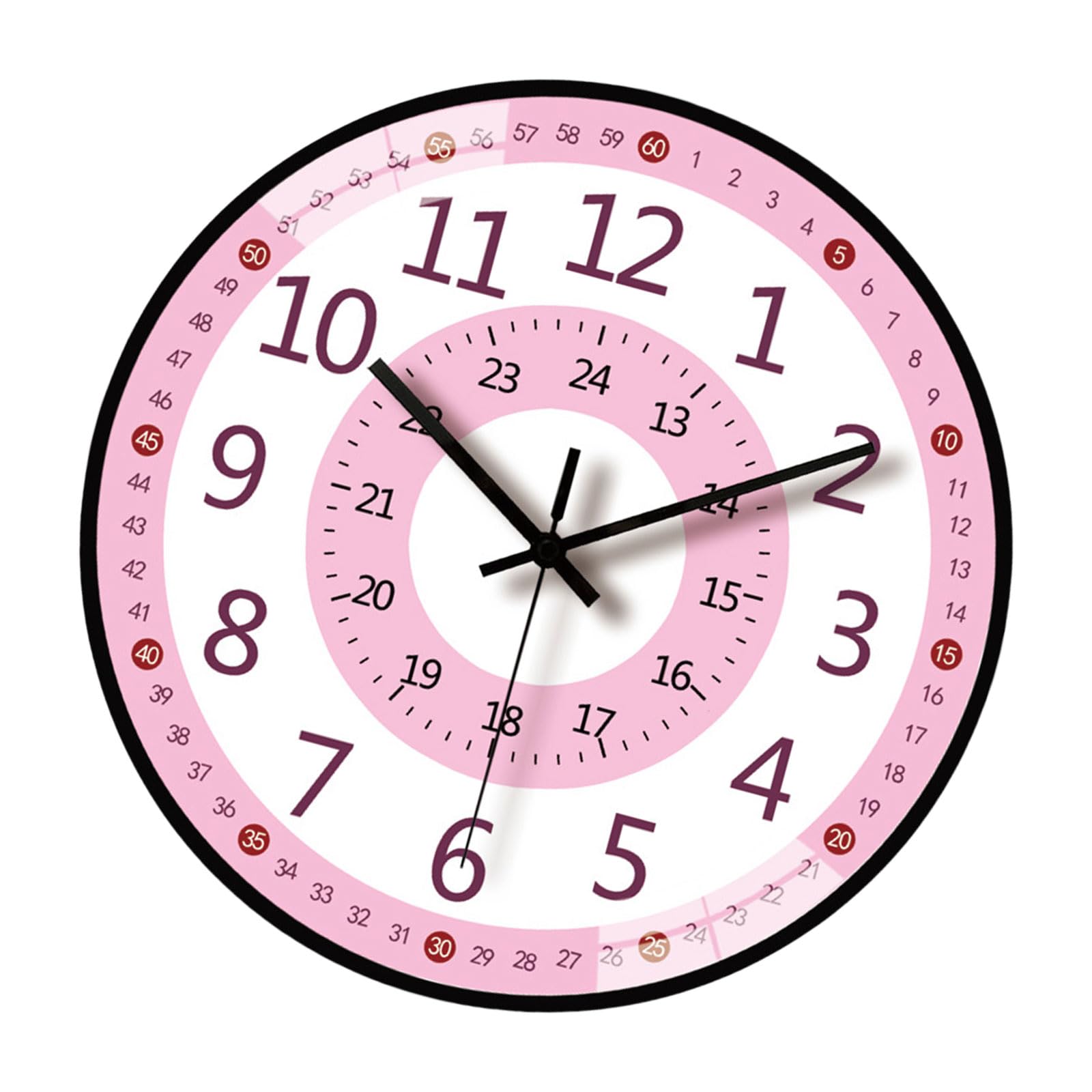 carotoe 8Inch Kids Wall Clock Time Management Quiet Clock Telling Time Teaching for Early Education Room Decoration Management