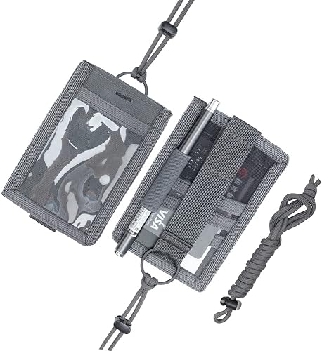 Miniatura 8 de EXCELLENT ELITE SPANKER Tarjetero táctico para tarjetas de identificación ajustable, cordón para el cuello, trabilla para llaveros, soporte para