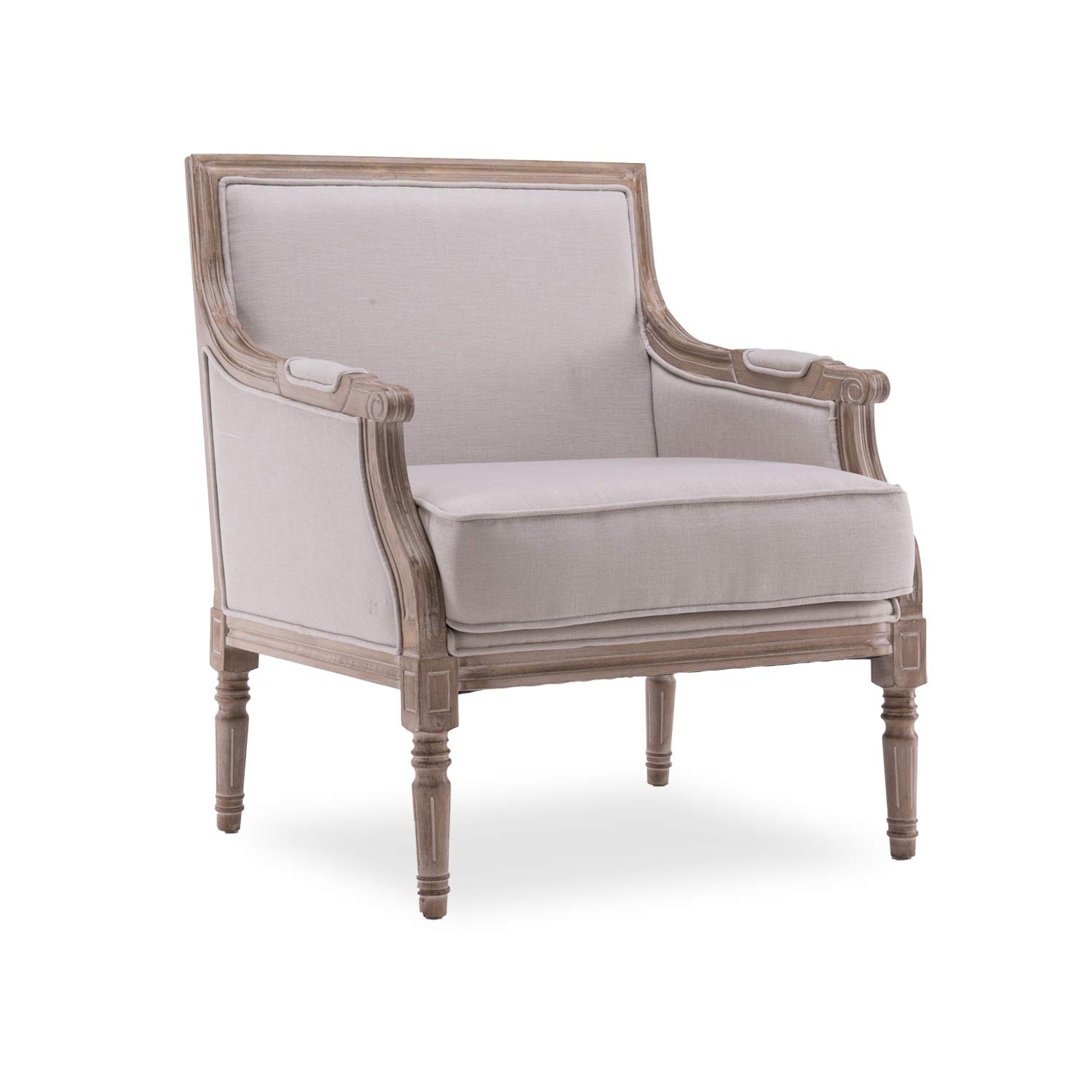 INTENSE DECO Fauteuil Bergère Ambroise Style Louis XVI Tissu Beige