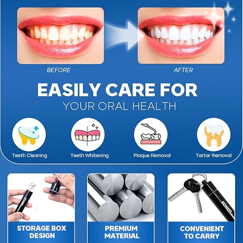 Miniatura 4 de KOHEEL Juego de bolsillo para palillos de dientes, kit de púas de hilo dental reutilizables, herramientas de limpieza de dientes de acero