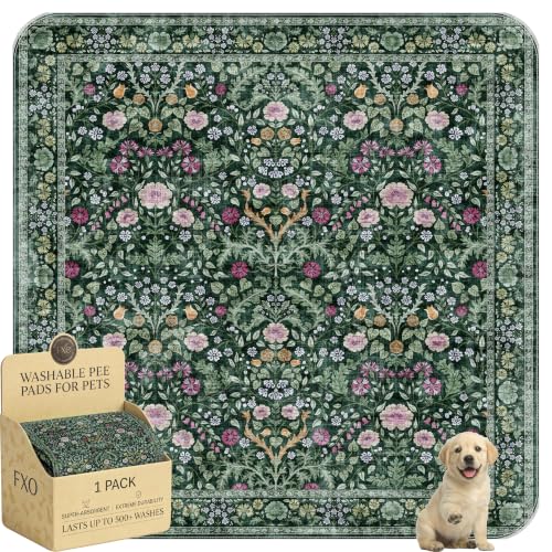 Image of Washable Pee Pads for Dogs,Great Urine Absorbent Reusable Puppy Training Pads,Waterproof,Leak-Proof & Non-Slip Potty Pads for Whelping,Crate,Playpen,Bed.(Midnight Garden Floral,72 inchx72 inch)