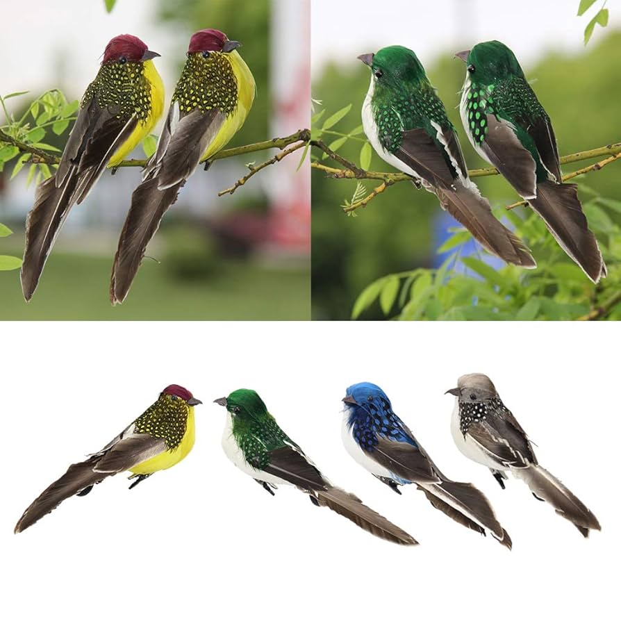 Amazon.co.jp: Fenteer 鳥 リアル 置物 クリップ付き スズメ