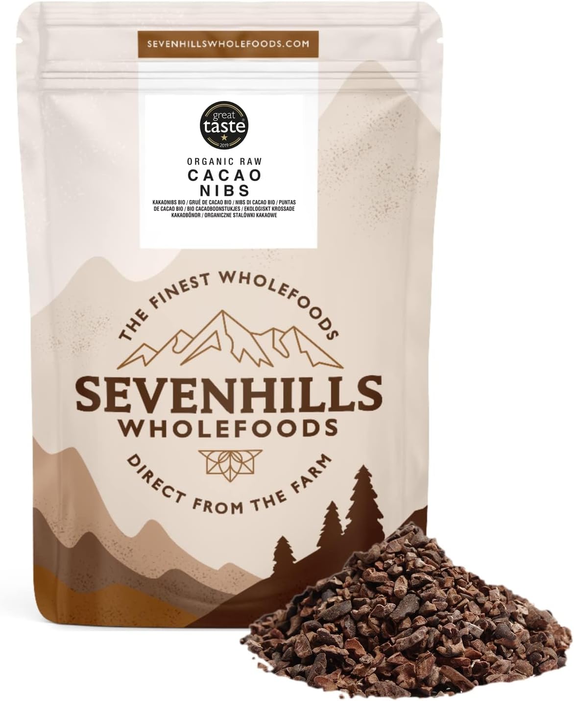 Sevenhills Wholefoods Organic Cacao Nibs, Raw, Peruvian 1kg