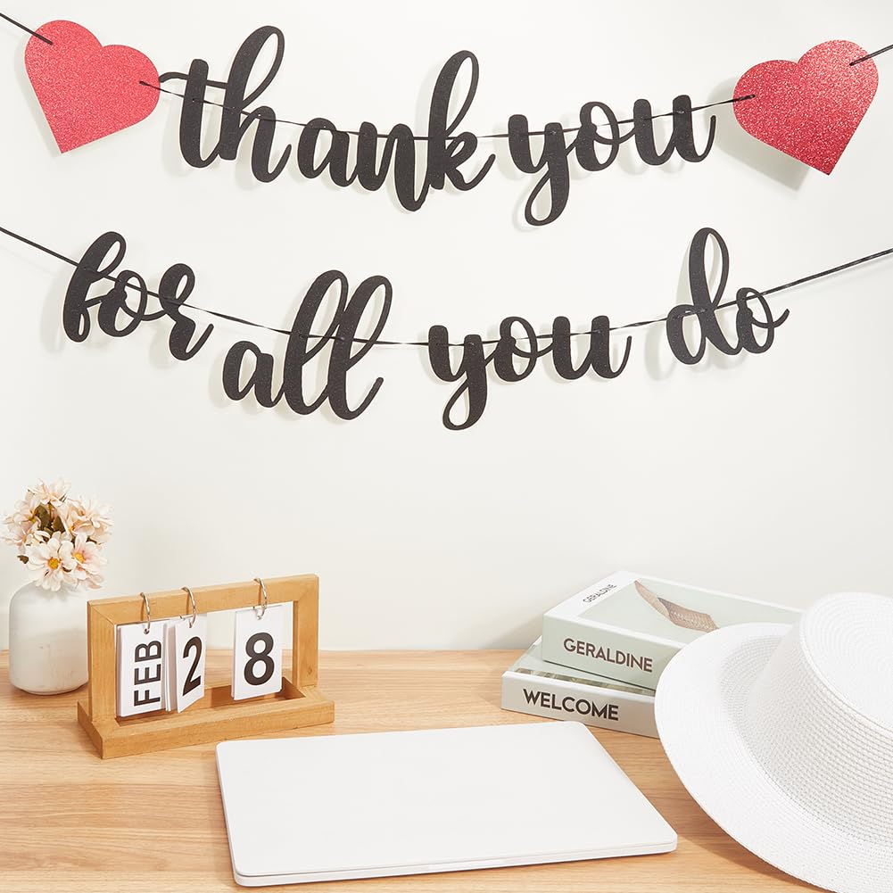 CREATCABIN Thank You for All You Do Banner Thanksgiving Banners Black ...