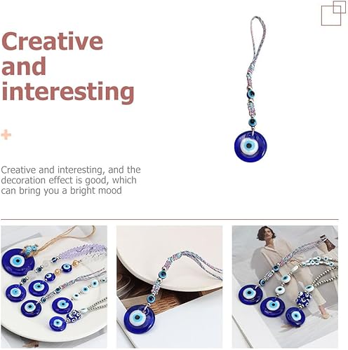 Miniatura 6 de KESYOO Llavero de ojo turco para colgar en el automóvil, adornos para colgar en el auto, color azul turco, dije de ojo malvado, llavero, adorno