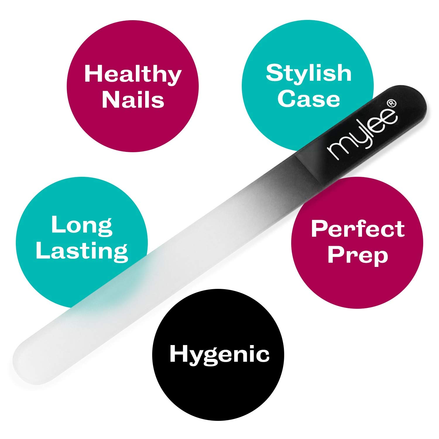 Lime à Ongles en Cristal Mylee avec Etui - Manucure Professionnelle Hygiénique et de Longue Durée avec 5 ans de Garantie, pour Usage Personnel ou en Salon.