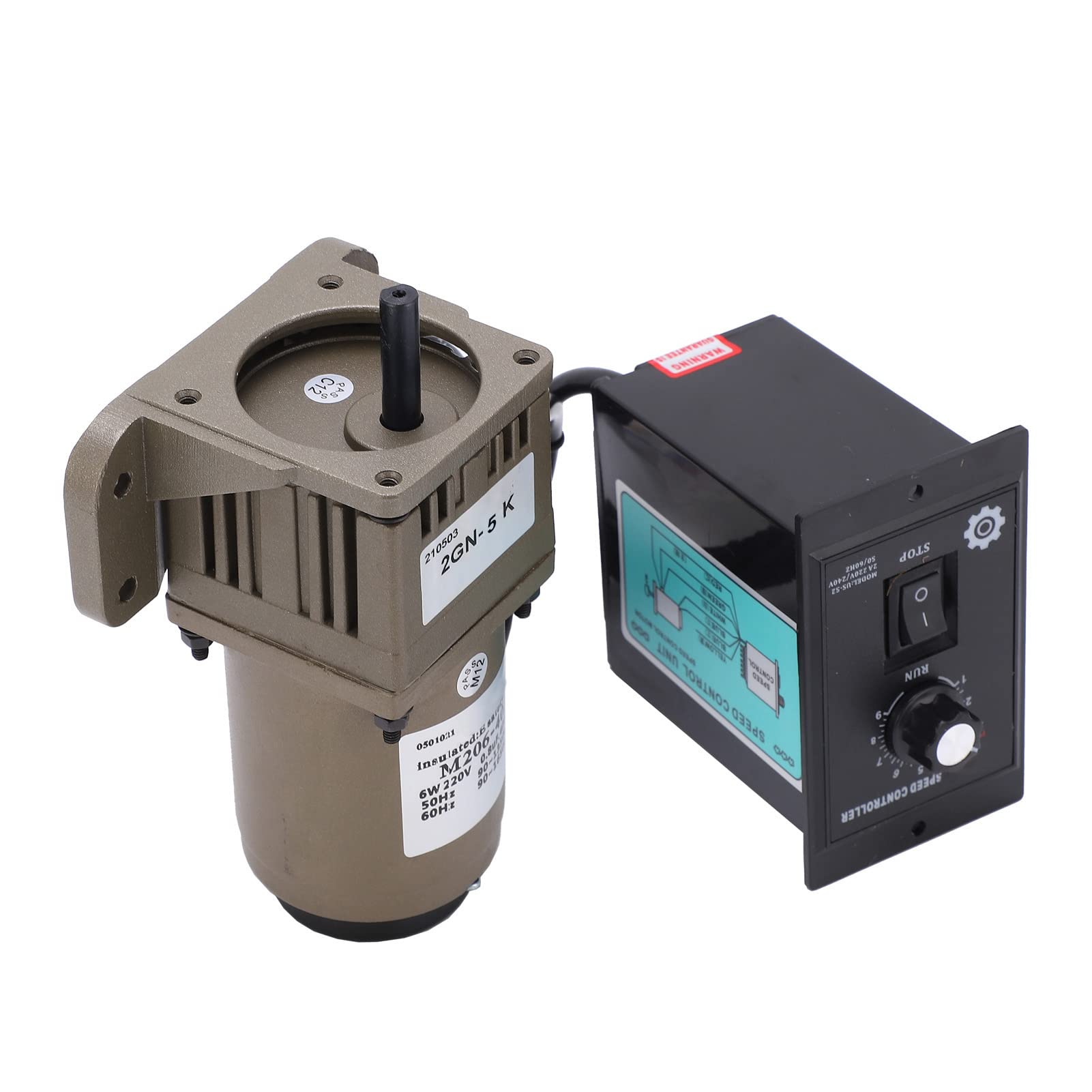 AC 220V 6W Motor de Engranaje Asíncrono de Fase Monofásica Erethartation Velocidad Ajustable (Relación de reducción de velocidad 5K)