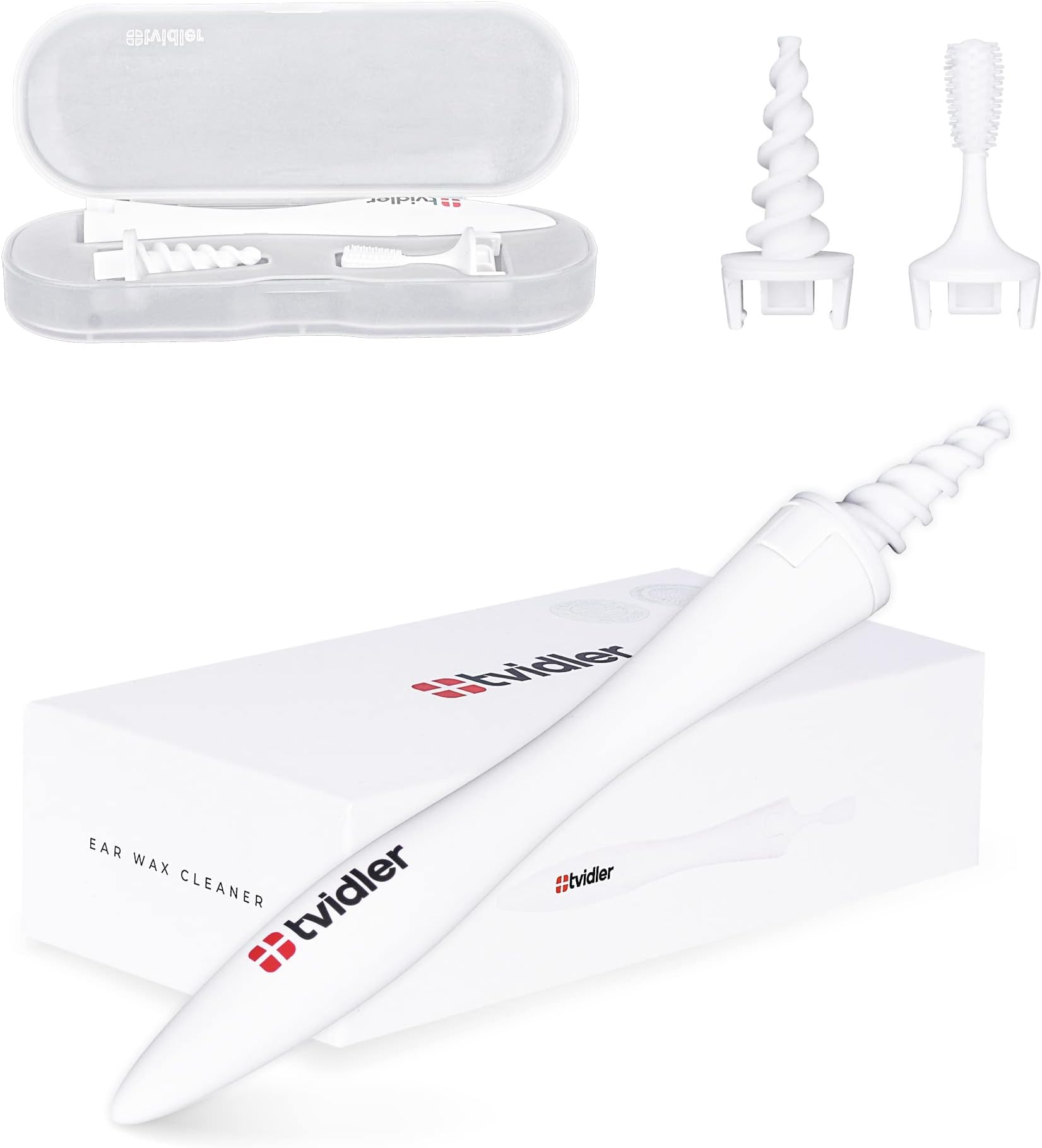 Pro Ear Wax Remover Kit Safely & Effectively Removes Ear Wax. Earwax Cleaner Tool Comes with 2 Different Removal Heads for Maximum Hygiene - Spiral Tip for Deep Cleaning & Brush for Daily Use