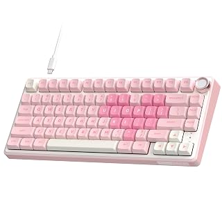 RK ROYAL KLUDGE R75 Mechanical Keyboard Wired with Volume Knob, 75% Keyboard Gasket Mounted, Hot Swappable, Creamy Sound, MDA Profile, PBT Keycaps, Pink - Amazon product rated Grade A