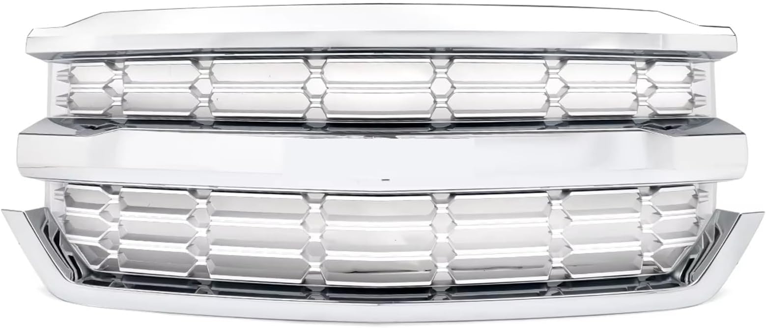 Replacement parts Compatible With Chevrolet For Silverado 1500 LS 2016 2017 2018 Chrome Front Bumper Upper Grille Front Hood Air Inlet Grille