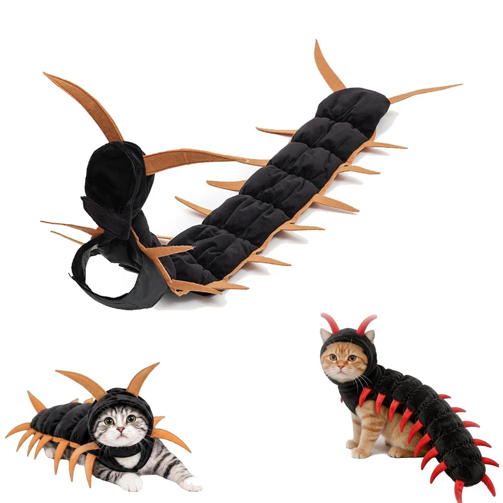 Centipede Cat Costume, Halloween Centipede Pet Costume for Cats(Gold)