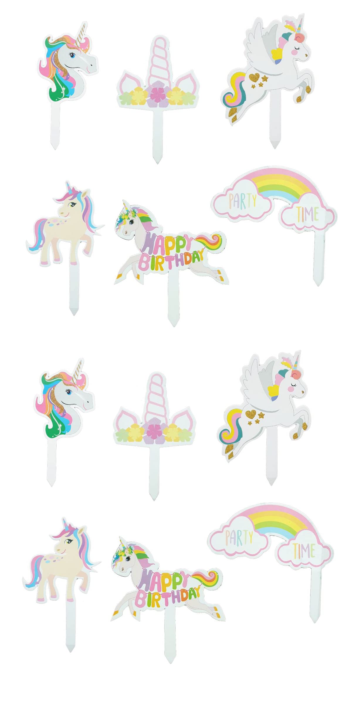 Crackles Unicorn Cake Topper Cup Cake Topper - Pack of 2, Each Pack has 6 Toppers