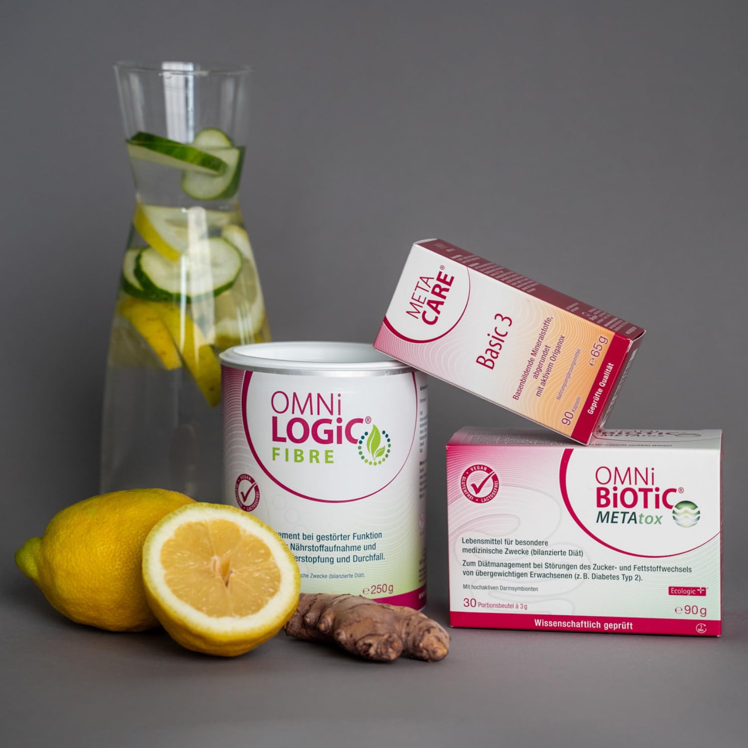 Stoffwechselpaket: OMNi BiOTiC METAtox - 30 Portionen | OMNi LOGiC FIBRE - 50 Portionen (250g) | META CARE Basic 3-90 Kapseln | Vegan | Säure-Basen-Haushalt | Zucker- und Fettstoffwechsel