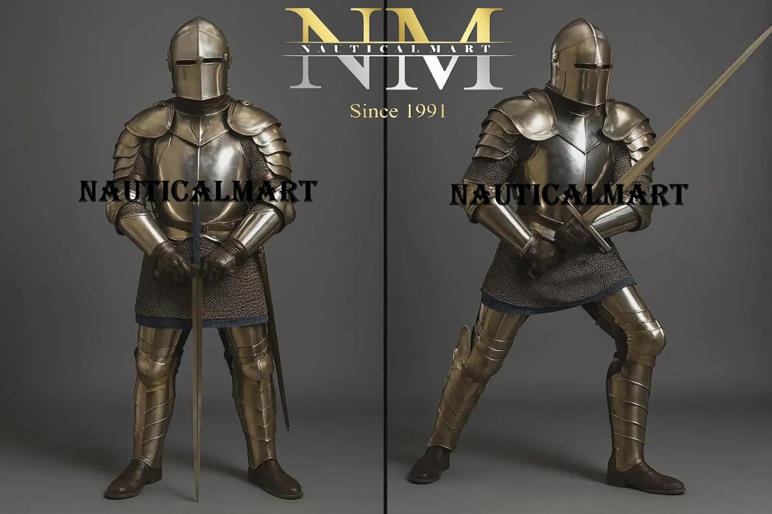 Medieval Knight Full Suit Of Armor- Full Body Plate Armor | Knight Combect Crusader Armour Costume | For Reenactment Fully Wearable Perfect For LARP, Cosplay Event's, Halloween & Theater Act
