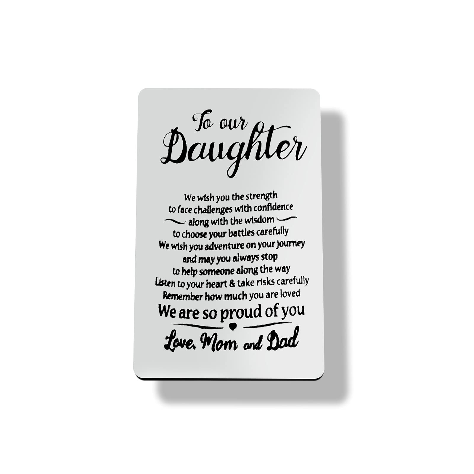 Baipilu Daughter Gift from Mom Dad Engraved Wallet Insert Card Inspirational Gift for Women Daughter Encouragement Gift for Teen Girl Birthday Gift