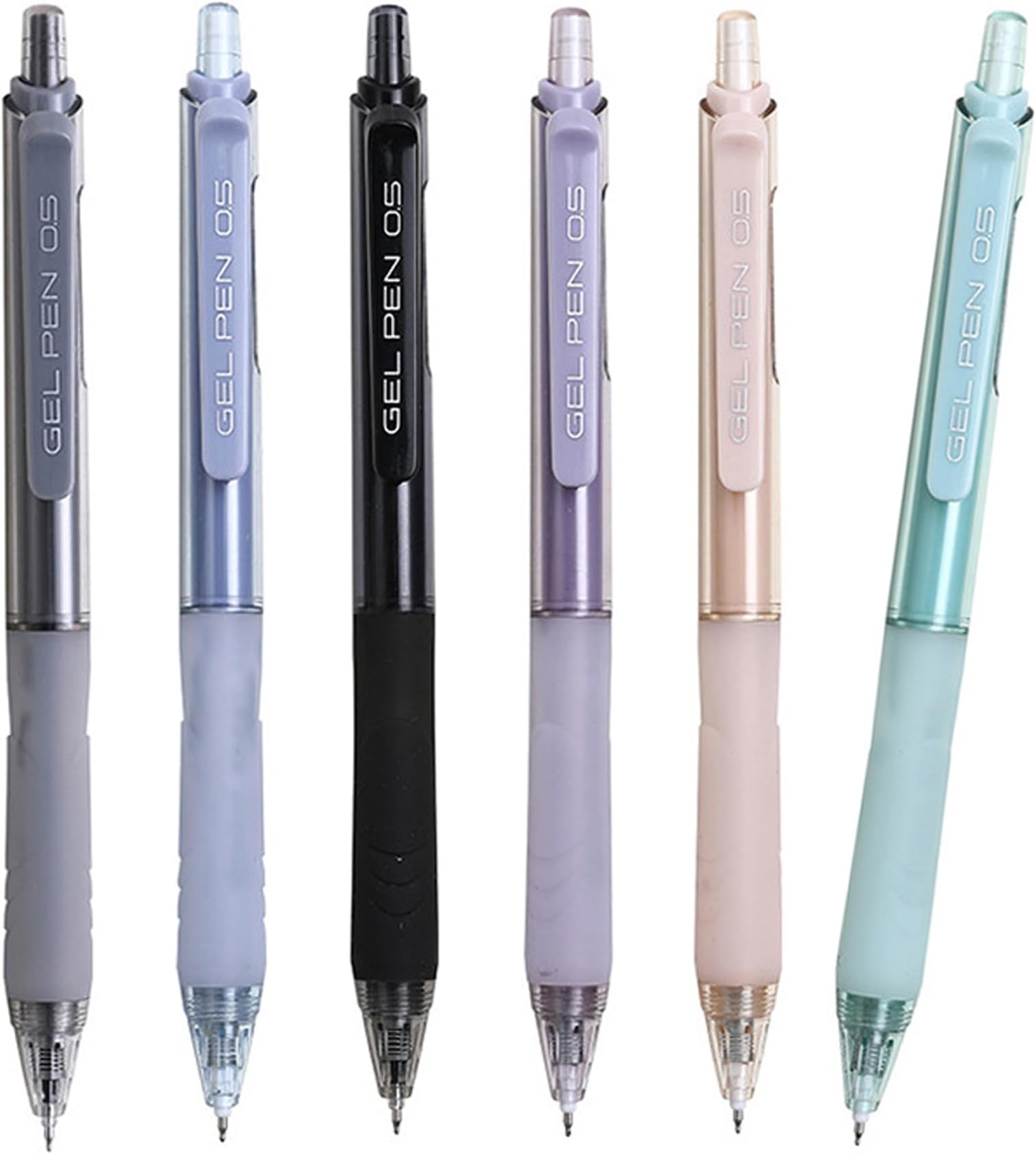 HeTaoCat 6-Pack Retractable Gel Pens, 0.5mm Black Quick-Dry (Multicolor)