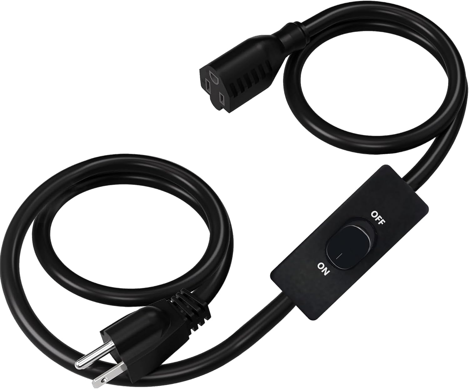 Photo 1 of [UL Listed] Black Extension Cord with Switch On/Off, 3 Prong Grounded Plug, 6.56 FT Insulated & Flame Retardant,125V 375W Indoor Power Cord, UL Listed