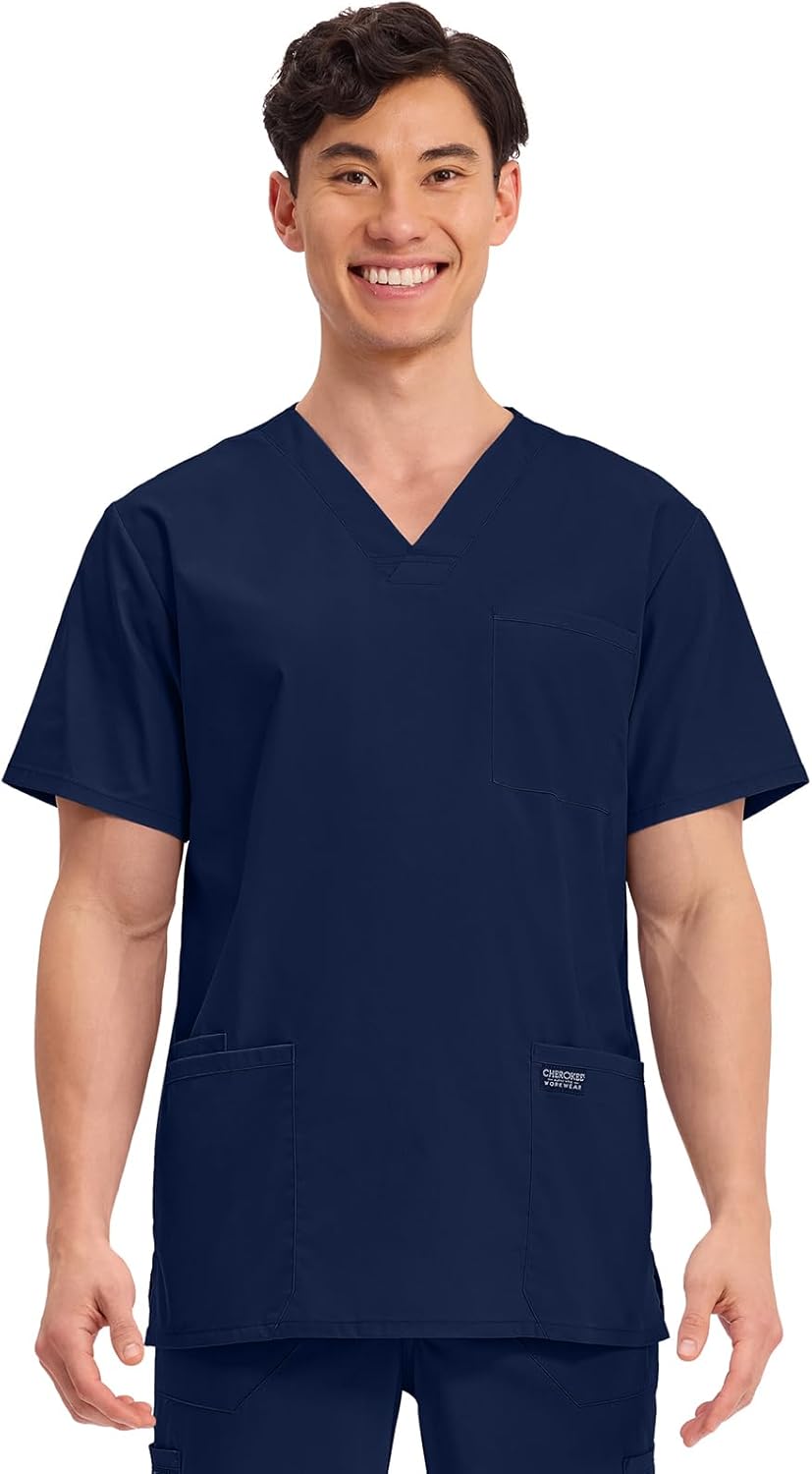 Cherokee Scrub Set for Men V-Neck Top & Fly Front Tapered Leg Cargo Pant with 9 Pockets & 2-Way Stretch Fabric- CK00042C - Image 2