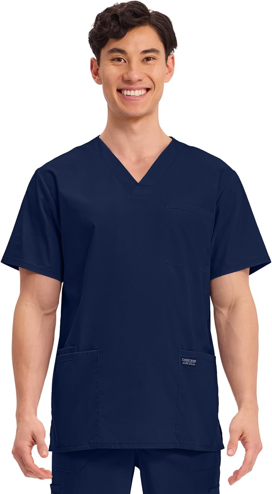 Men's V-Neck Top Traditional fit with 4 Pockets, Ultra Soft, Durable, Fade Resistant, 2-Way Stretch Fabric - WW695