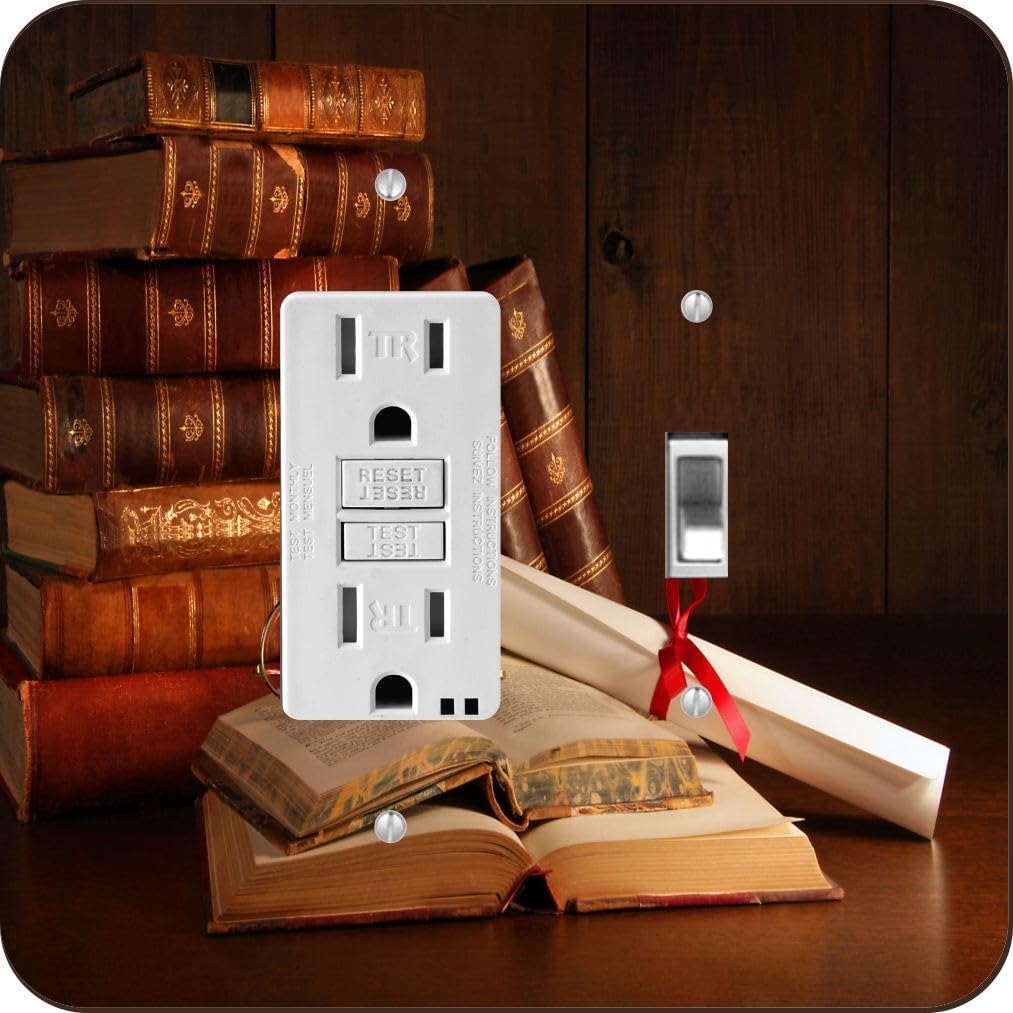 Vintage Books With Glasses -Light Switch Plate Cover - Double GFI Double Rocker - Two Gang Switch Plate Cover Switch Plate Cover