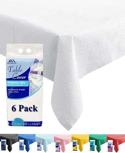 Miniatura 5 de Manteles de papel con patrón nuevo, paquete de 6 manteles rectangulares de 3 capas de papel y plástico de 54 x 108 pulgadas, para comedor, cocina,