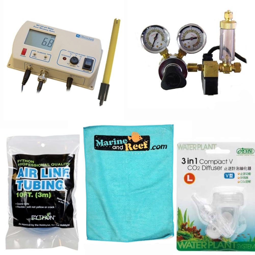 Milwaukee Instruments Aquarium MA957 CO2 Regulator, Python Airline Tubing, Ista Diffuser, Milwaukee Instruments pH Controller & Towel Bundle (5 Items)