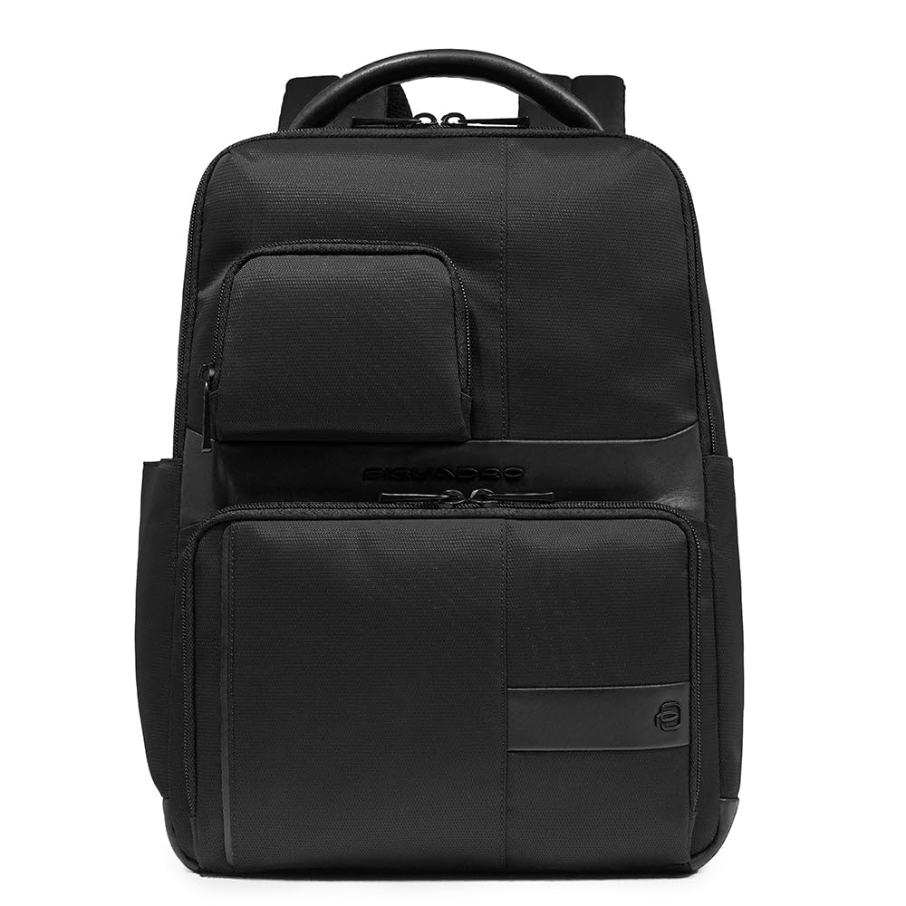 PIQUADRO – Zaino - Porta PC 14" - In Pelle e Tessuto Tecnico – Elegante e Funzionale – Uomo