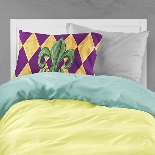 Miniatura 2 de Caroline's Treasures 8133PILLOWCASE Mardi Gras Fleur de Lis - Funda de almohada de tela estándar, ligera, súper suave, fácil de cuidar, decorativa,