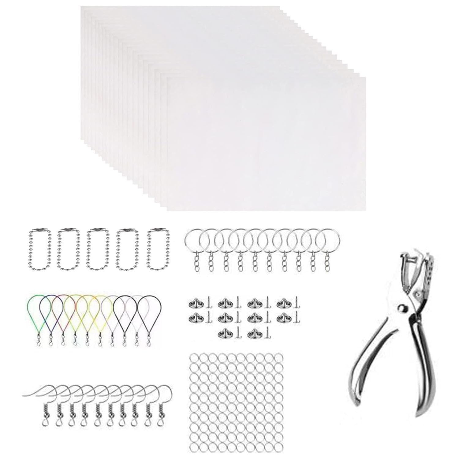 SUNANFBEST Schrumpffolie Set, Schrumpffolienset Schrumpffolien Set Schrumpffolie Basteln zum Bastelset shrink plastic DIY Geschenk für Schlüsselanhänger Ohrring Handwerk