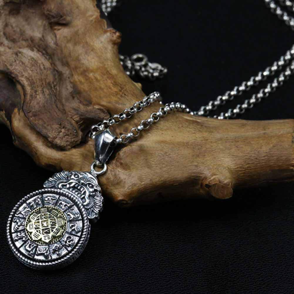 Männer Vintage Tibetan i Ching Spirituelle Wahrsagerin Om Anhänger Halskette von Nepal, Yoga -Schmuck, OZZKI,