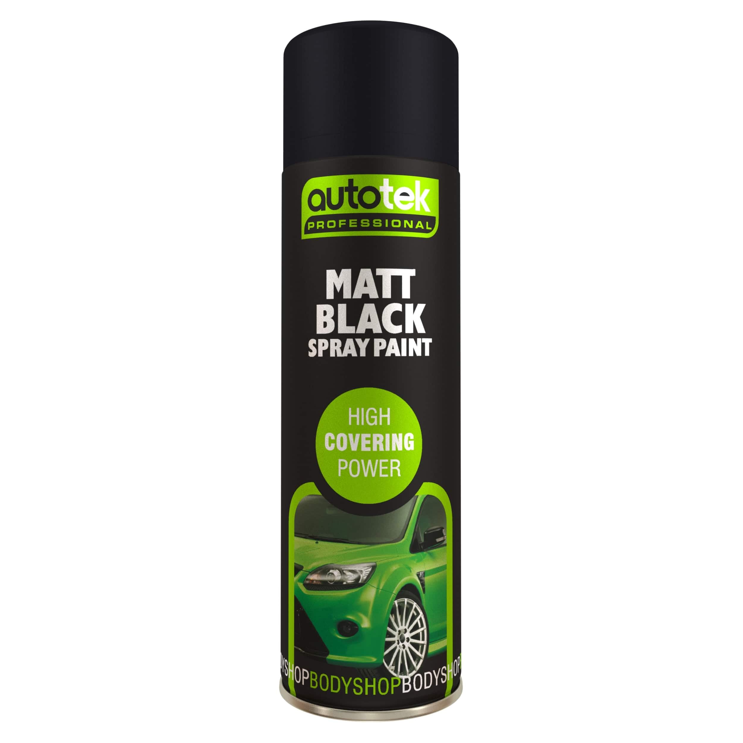 Autotek Professional High Covering Power Spray Paint, Matt Black, 500 ml