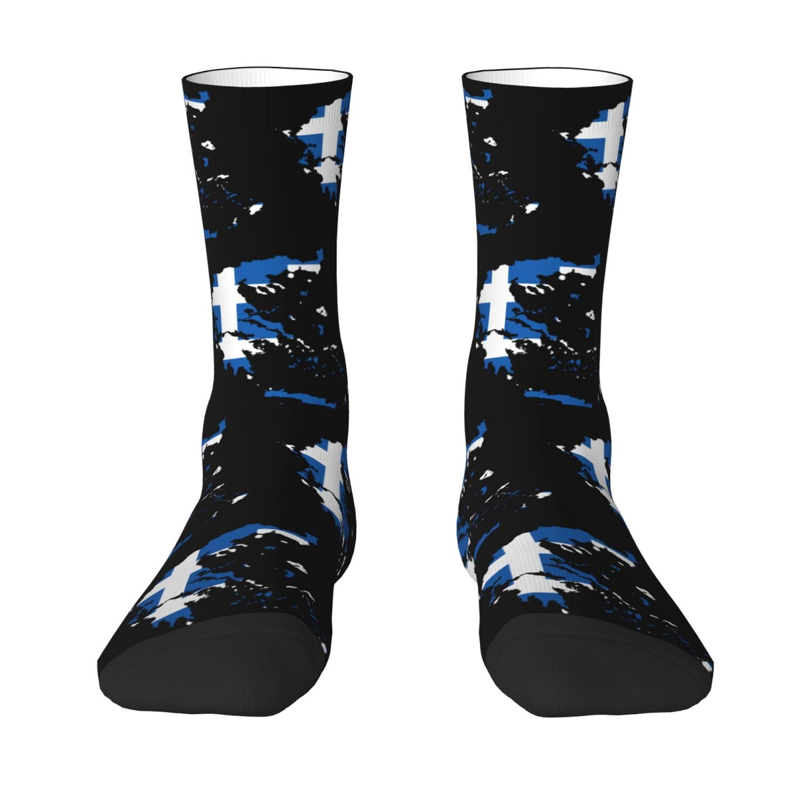 SIYTUAU Greece Terrain Map Socks For Women Men Cushion Athletic Crew Socks Casual Wicking Socks