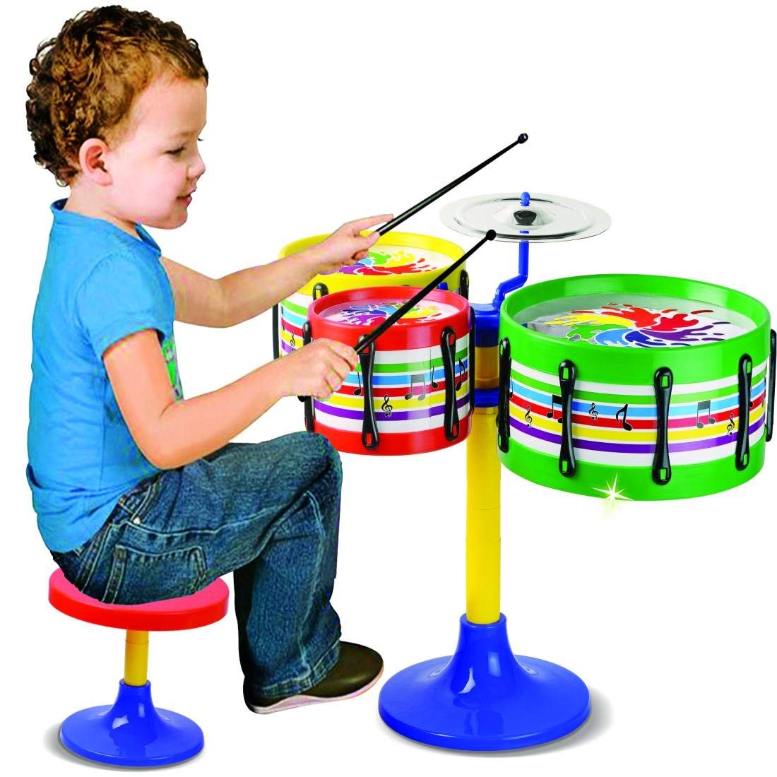 PEZYOX Musical Instruments Original Jazz Drum Set for Kids with Chair