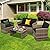 KROFEM 4 Pieces Patio Conversation Set, Outside Rattan Sectional Sofa, Cushioned Furniture Set, Wicker Sofa Ideal for Garden, Porch, Backyard, Natural Color Rattan and Black Cushion