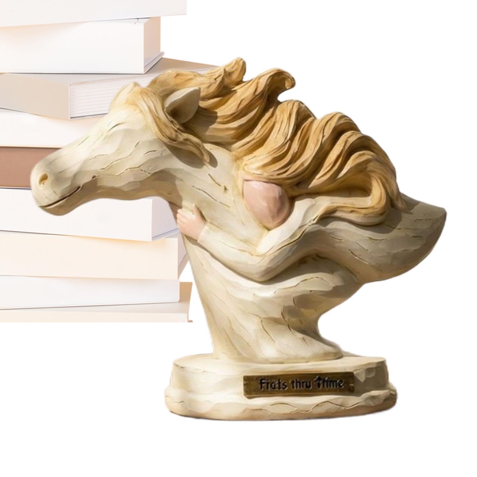 Sculpture en résine fille et cheval : figurine artistique pour déco de salon